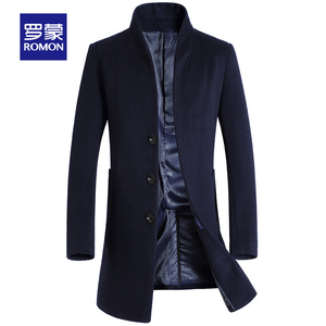 199元包邮  Romon/罗蒙秋冬毛呢外套男中长款毛呢大衣（50%羊毛）