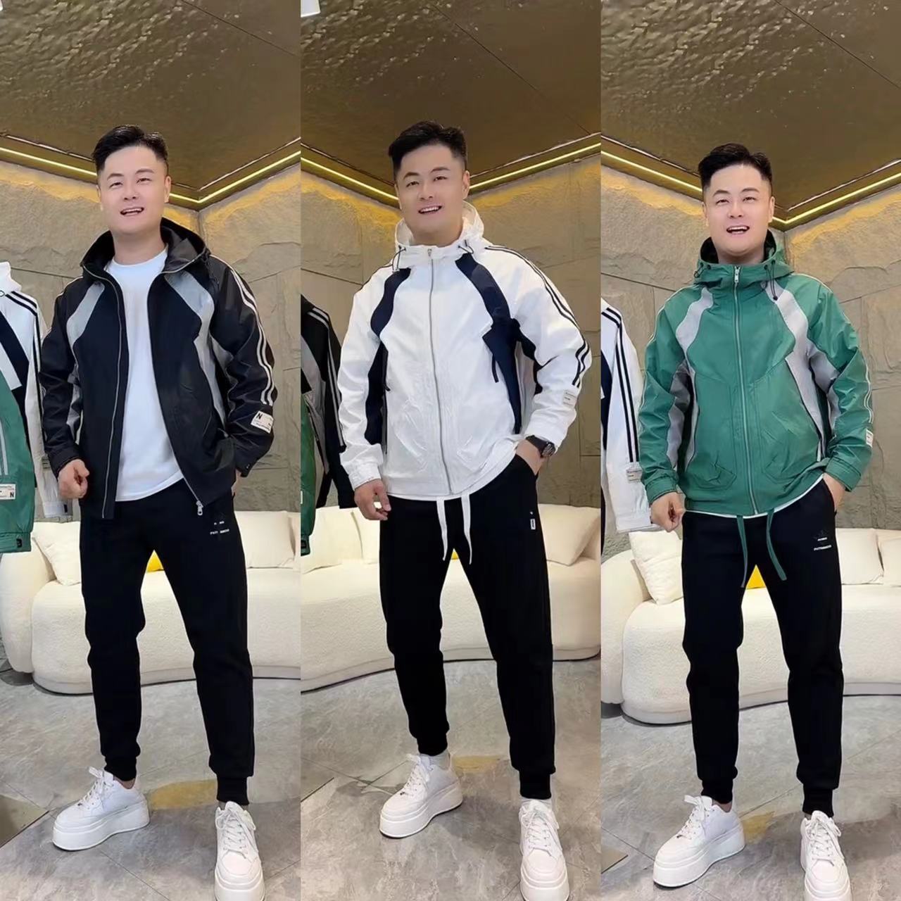 潮牌连帽春夏季宽松拼接撞色夹克