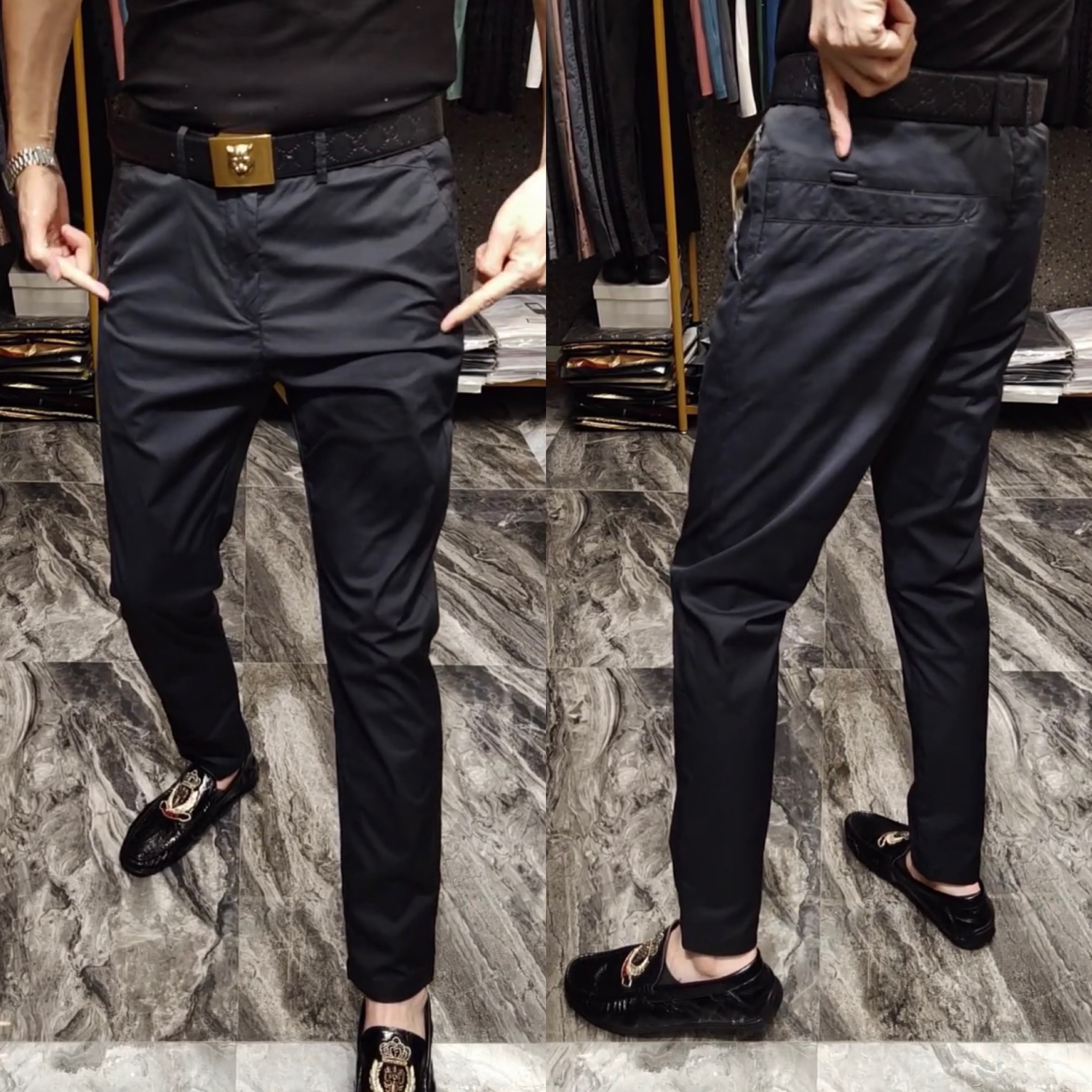 男士商务直筒纯色中年休闲裤直筒