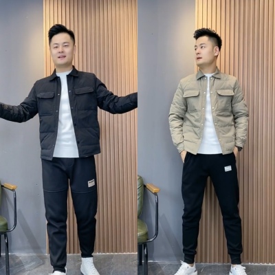 秋冬男士新款轻薄羽绒服翻领短款