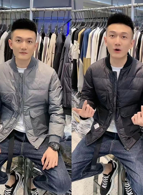 9636秋冬男士黑色棒球服轻薄羽绒棉棉服男2025新款潮流时尚短款潮