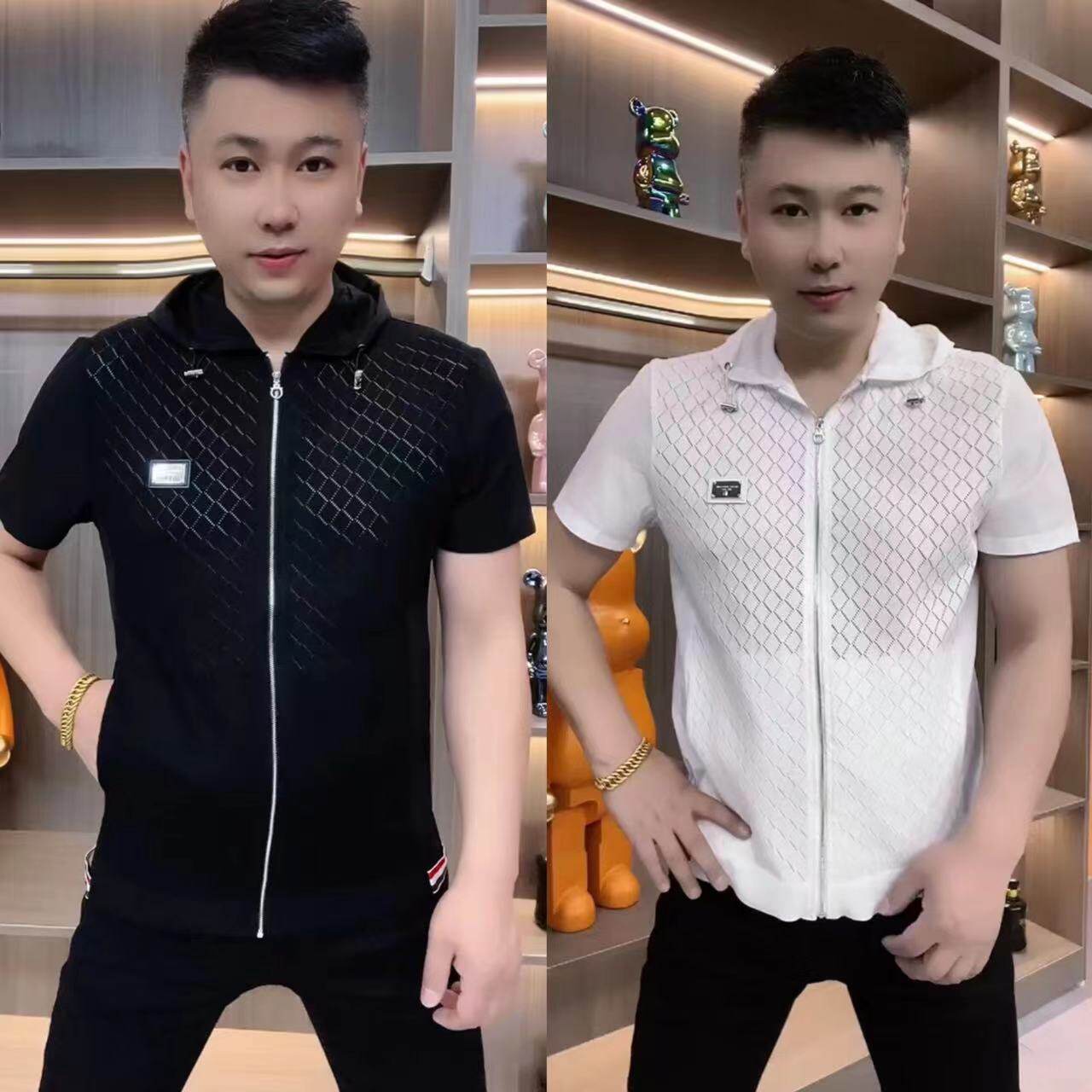连帽夏季修身镂空短袖外套