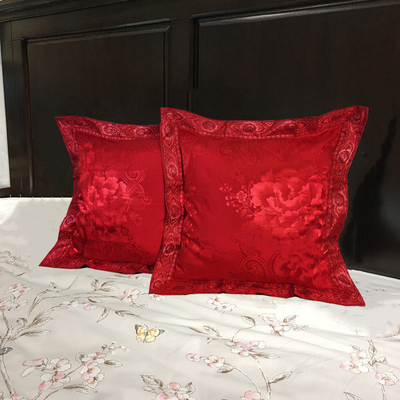 婚庆轻奢床头靠枕套50x50靠垫套沙发靠垫芯全棉欧美式提花抱枕套