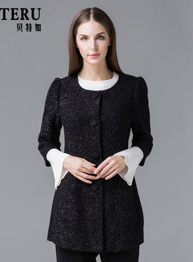 贝特如妈妈装外套冬季新款时尚黑色修身显瘦中老年女装洋气大衣YW