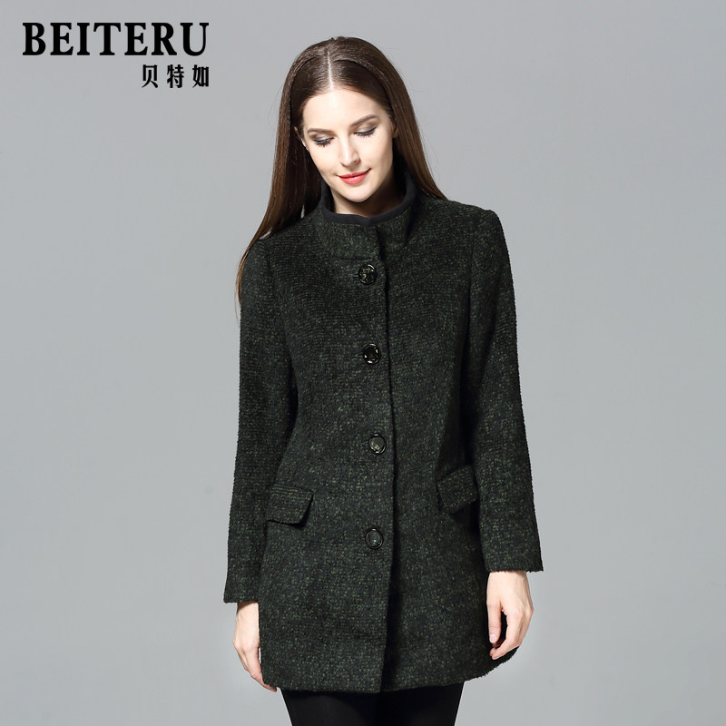 贝特如妈妈装外套女冬季羊毛呢时尚中长款中老年人装洋气呢子大衣