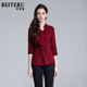 中年女T恤气质酒红职业OL上衣YQ 休闲衫 贝特如春季 小个子妈妈装
