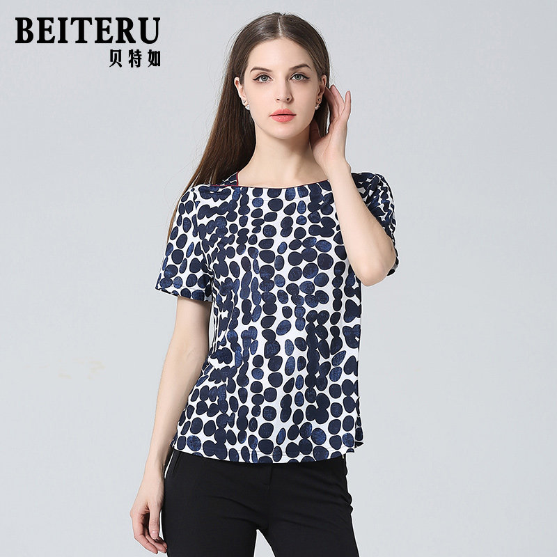 贝特如新夏季短袖时尚圆点妈妈休闲T恤中老年女装上衣专柜正品YQ