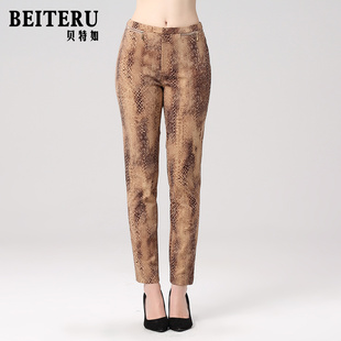 新款 时尚 妈妈装 贝特如休闲裤 中年女装 复古九分裤 中腰小脚裤 秋季