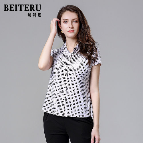 贝特如衬衫夏季新款yf波点衬衣
