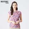 贝特如T恤女夏新款时尚优雅女士上衣洋气妈妈装印花休闲衫EL