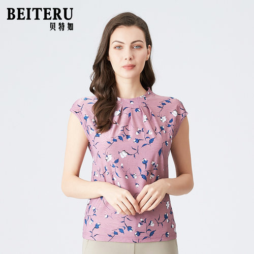 t恤时尚风女士印花休闲衫妈妈装