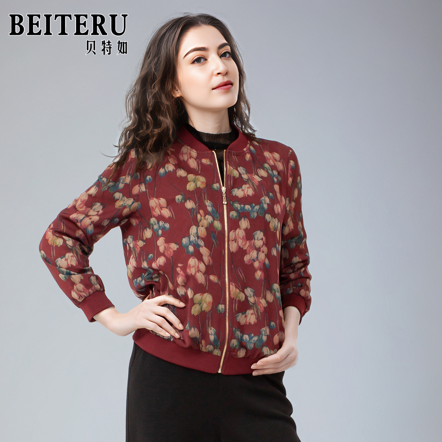 贝特如长袖百搭碎花外套