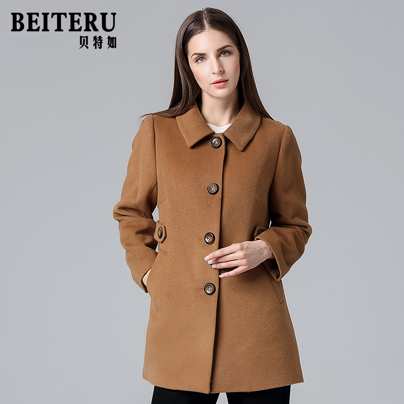 贝特如妈妈装呢大衣yw纯羊毛洋气