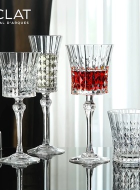 法国进口水晶雕刻红酒杯CDA葡萄酒杯刻花香槟杯鸡尾酒杯威士忌杯