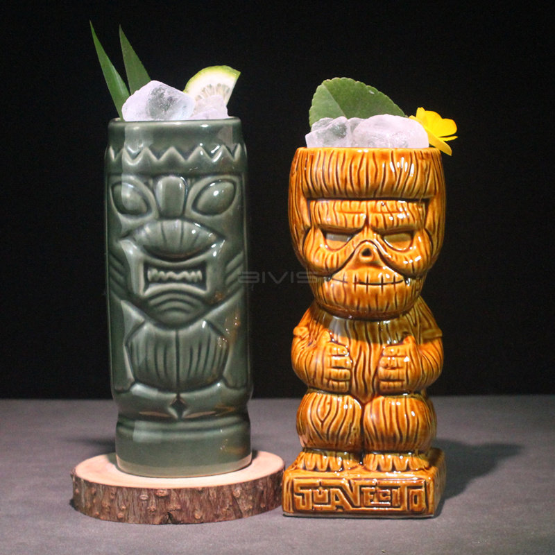 美式鸡尾酒杯陶瓷夏威夷风TIKI杯鬼脸绿色提基杯果汁长饮杯调酒杯,餐饮具,鸡尾酒杯,淘宝优惠券,粉丝福利购,淘宝优惠卷