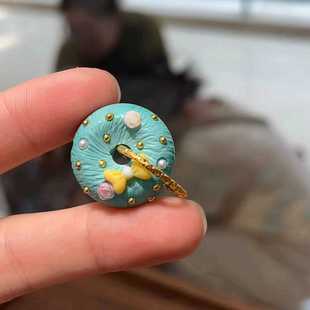 菱镁矿松石平安扣甜甜圈散珠手链项链吊坠diy配件配饰可爱复古