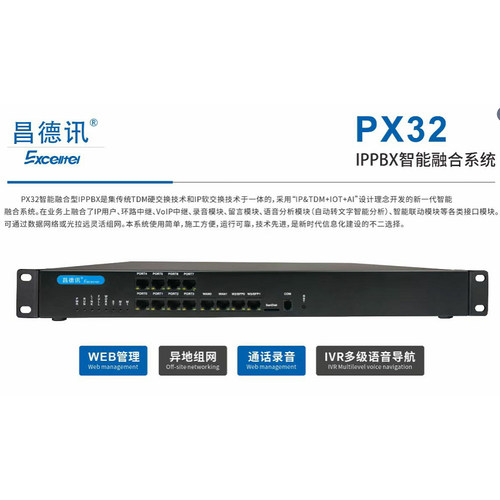 IPPBX智能融合系统 昌德讯P32程控电话交换机4进256SIP