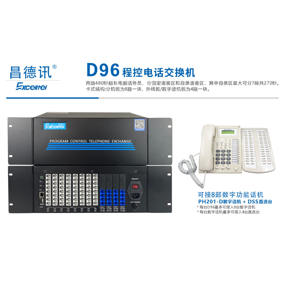 昌德讯D96电话交换机56出64出72出80出88出内线交换机网