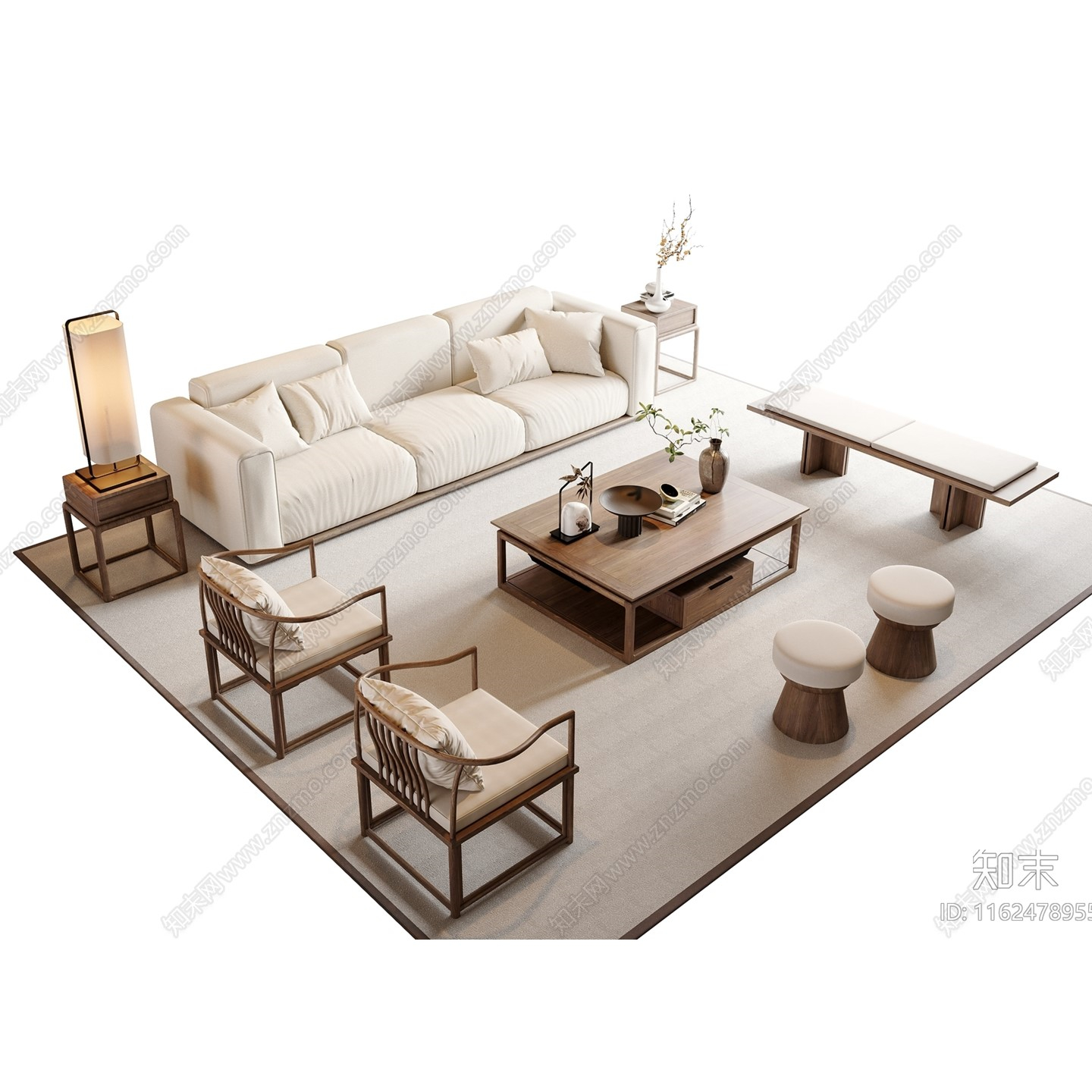 新中式实木沙发组合禅意客厅现代简约茶几组合全屋可定制