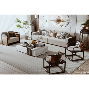 新中式实木沙发组合配茶几组客厅沙发组合定制单双三人位布艺沙发