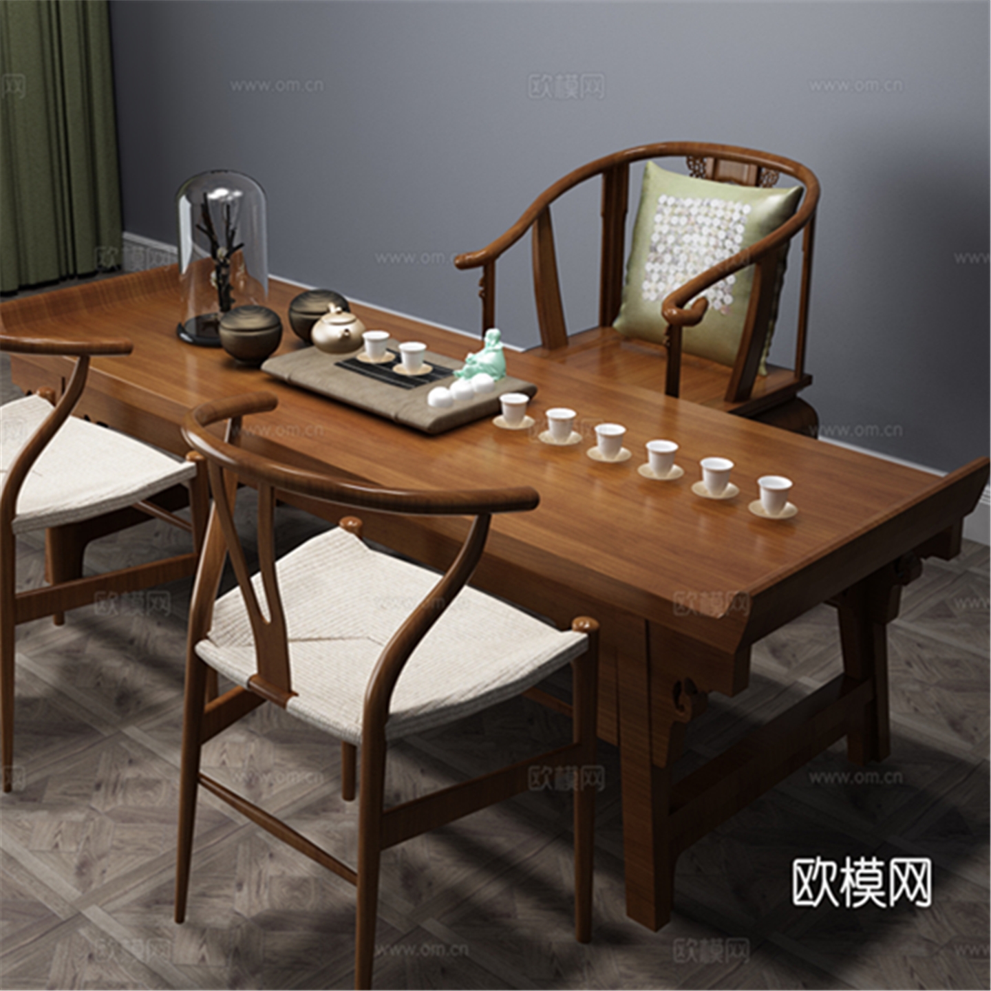 新中式实木茶桌椅组合现代简约家用客厅大板泡茶台茶几茶桌定制