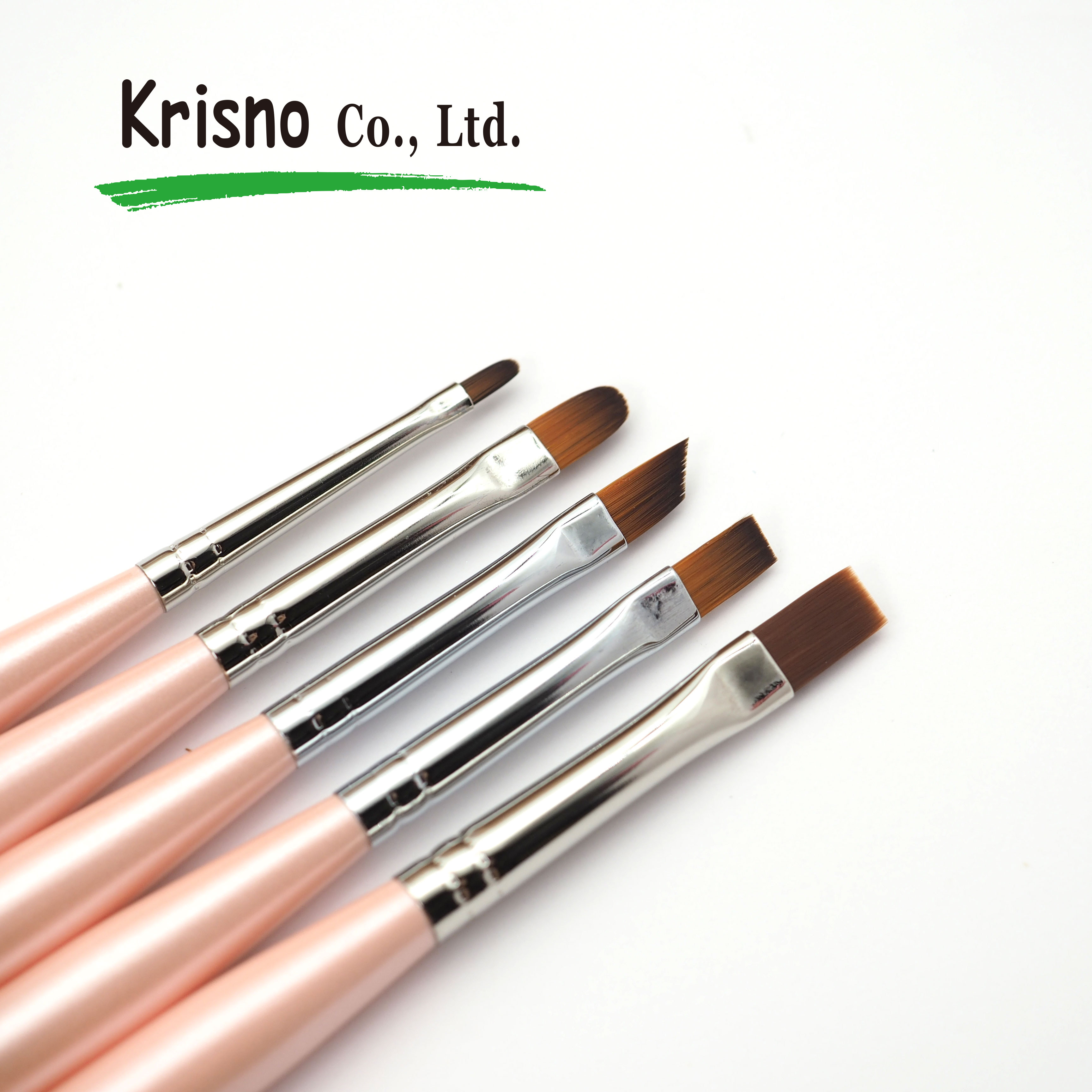 日本正品 Krisno美甲光疗笔刷圆头笔法式笔平头彩绘笔修正笔迷你
