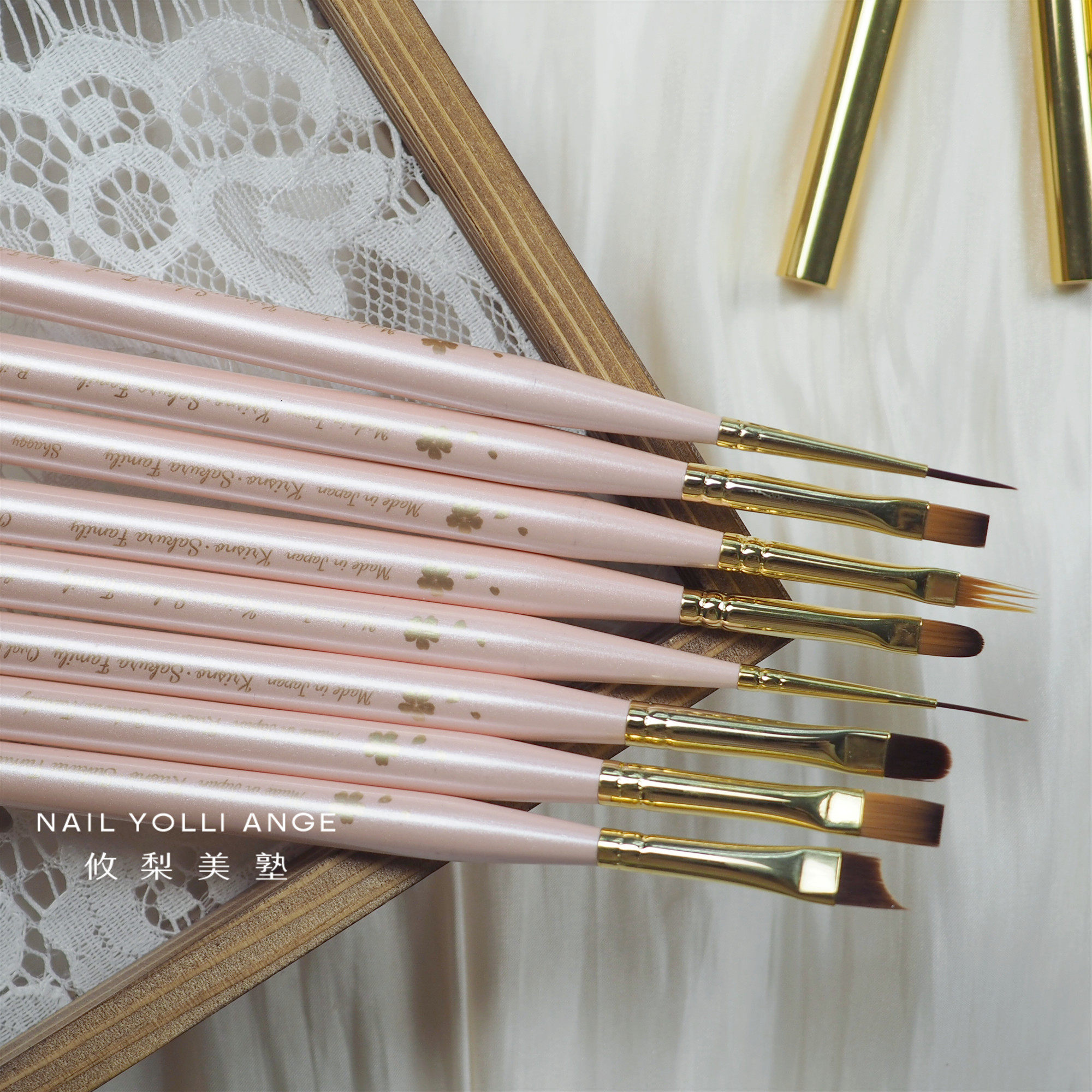 日本进口Krisno新款樱花世家日式光疗笔刷专业圆头斜头拉线彩绘笔