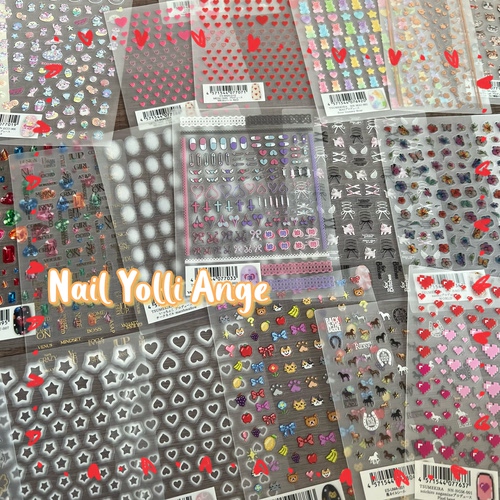 日本进口TSUMEKIRA美甲贴纸无包装爱心碎花猫咪镂空贴纸