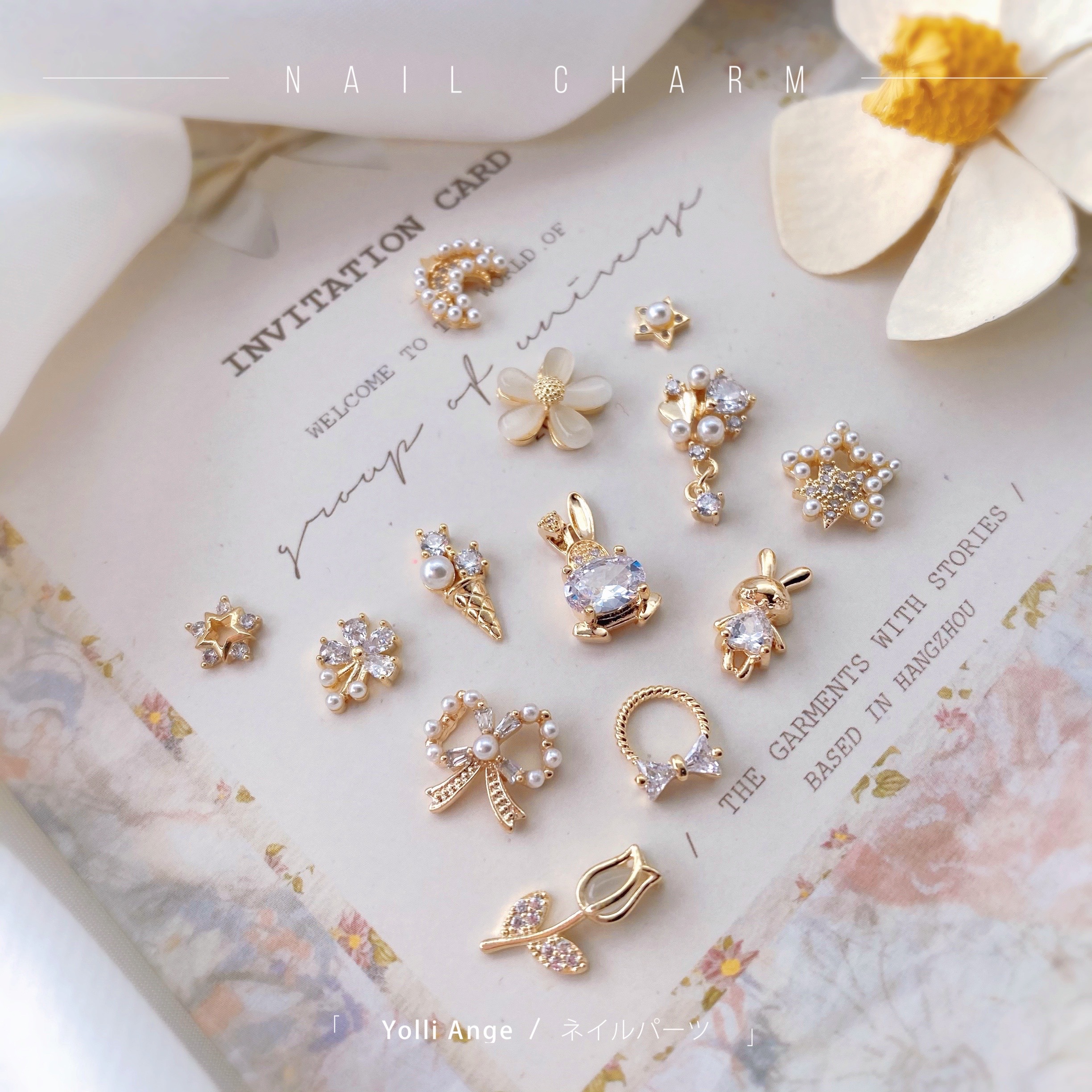 超可爱少女心日式美甲锆石