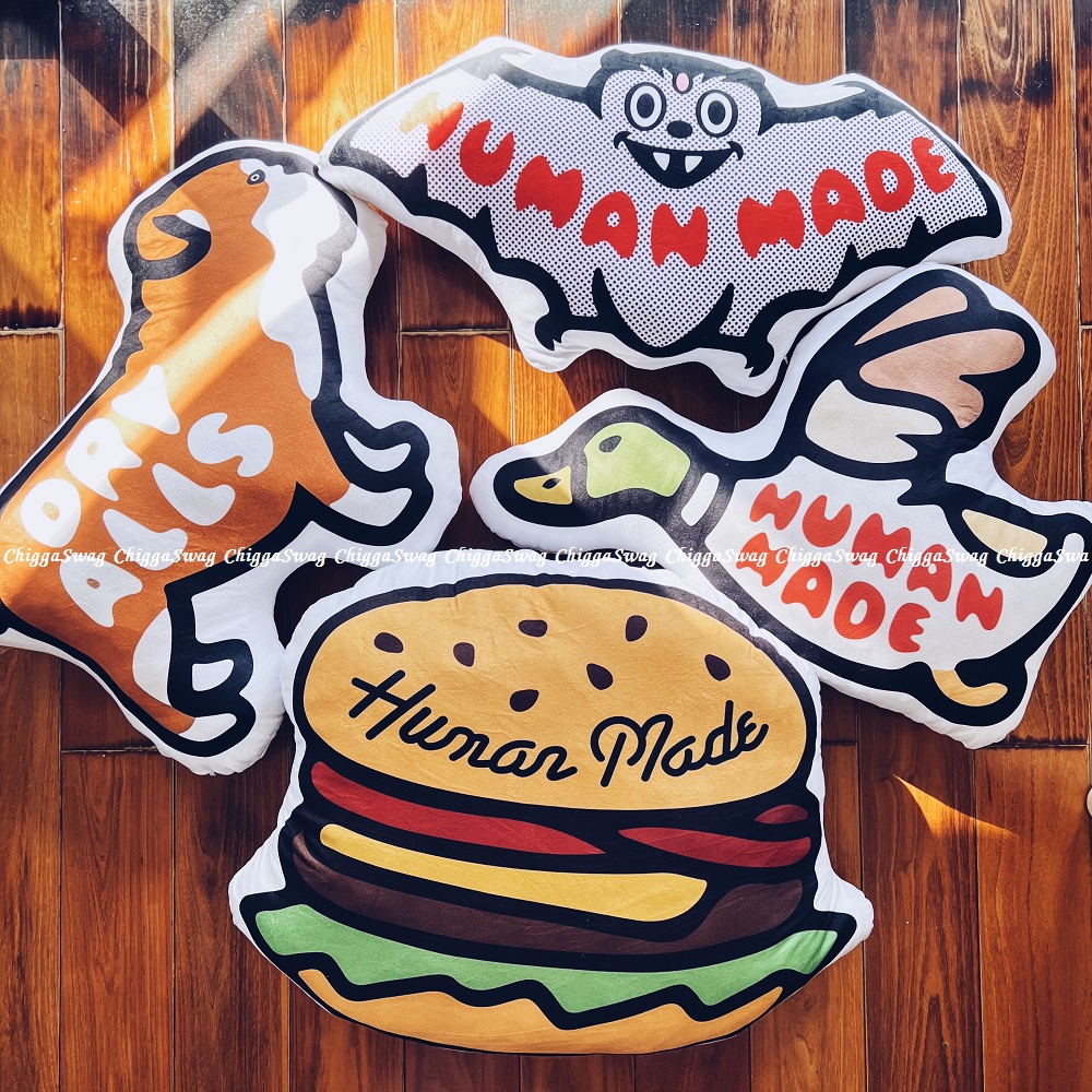 human made uzi 卡通汉堡动物抱枕家居饰品玩偶靠垫潮流周边摆件