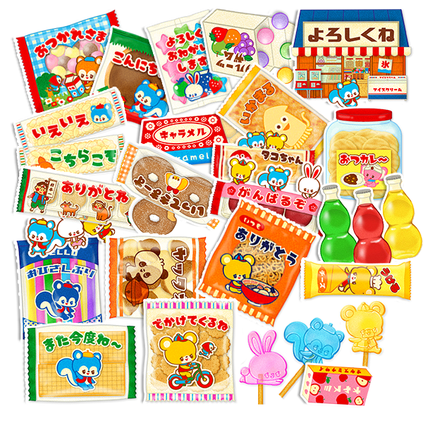 可爱日本昭和果子食玩行李箱贴纸