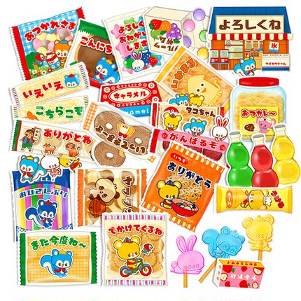 日本昭和贴画馱果子食玩手帐行李箱贴纸可爱笔记本电脑手机水杯