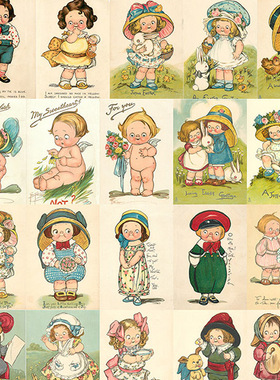 M复古怀旧vitage贴纸dolly dingle欧美番茄汤娃娃可爱潮流卡贴