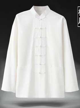 春秋棉麻长短袖中式国风唐装男女汉服居士茶禅道练功太极服中山装