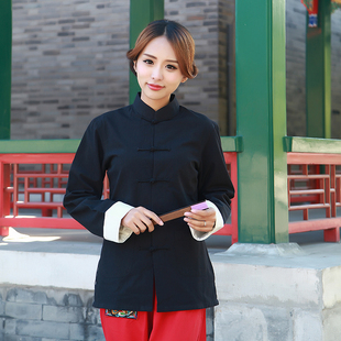 双层唐装 全棉长袖 民族演出服居士汉服禅意茶艺外套女 女装 春秋中式