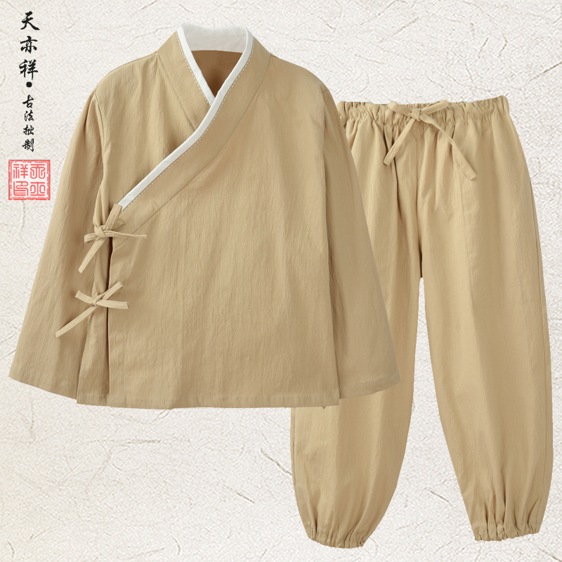 亚麻弹力亲子装休闲男式禅意儿童