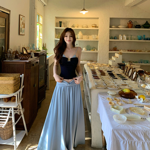 Lienni2026春夏新款 镂空百搭吊带上衣女中低腰显瘦半身裙两件套