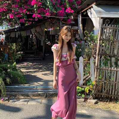 Lienni三层顺纡纱中长款连衣裙女