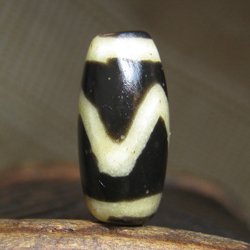 老料器虎牙天珠9.5&times;19.5mm 西亚古珠古董配珠多宝手串项链老珠子