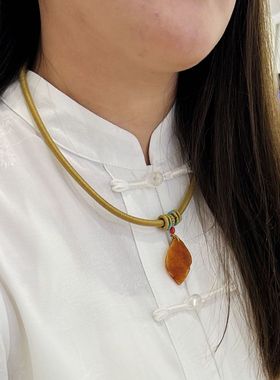 天然蜜蜡古风蜜蜡项圈古董古珠