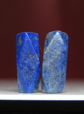 老青金石六棱管一对4×13mm
