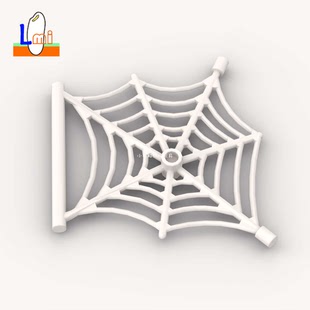 国产小颗粒积木带柄棍棒蜘蛛网90981零件人仔用品MOC爬虫动物配件