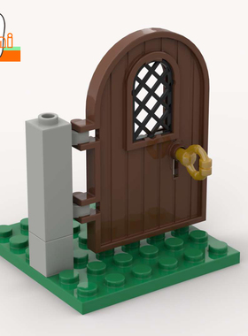 国产小颗粒积木1x4x6中古木门64390+94161+30046场景房屋大门零件