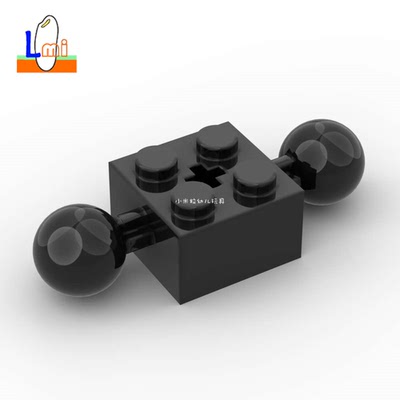 积木2x2十字孔砖双侧带大球