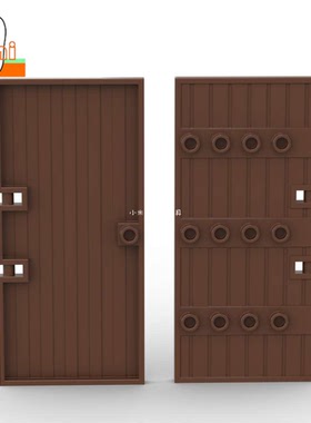 国产小颗粒积木1x5x10 1/2大木门古堡城堡城门87601零件城楼大门