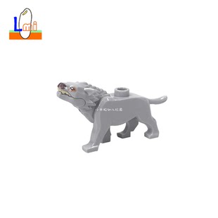 国产小颗粒积木野狼动物印刷件沙漠森林场景狼群零件第三方配件