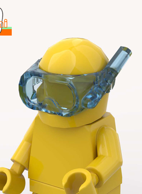 国产小颗粒积木潜水镜30090零件MOC人仔用品穿戴头盔2446游泳头饰