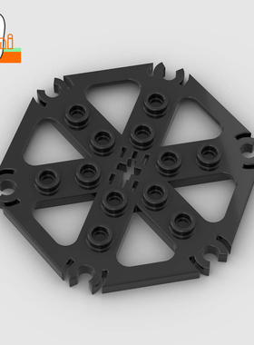 国产小颗粒积木十字孔6边环形板带6水平叉特殊矮片64566零件配件