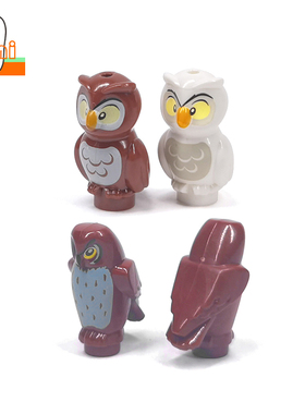 国产小颗粒积木大眼猫头鹰92084动物雪鸮40232零件67632雪枭印刷