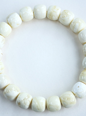 10.2mm俄料瓷白蜡老型珠手串 瓷釉级 重：13.88克